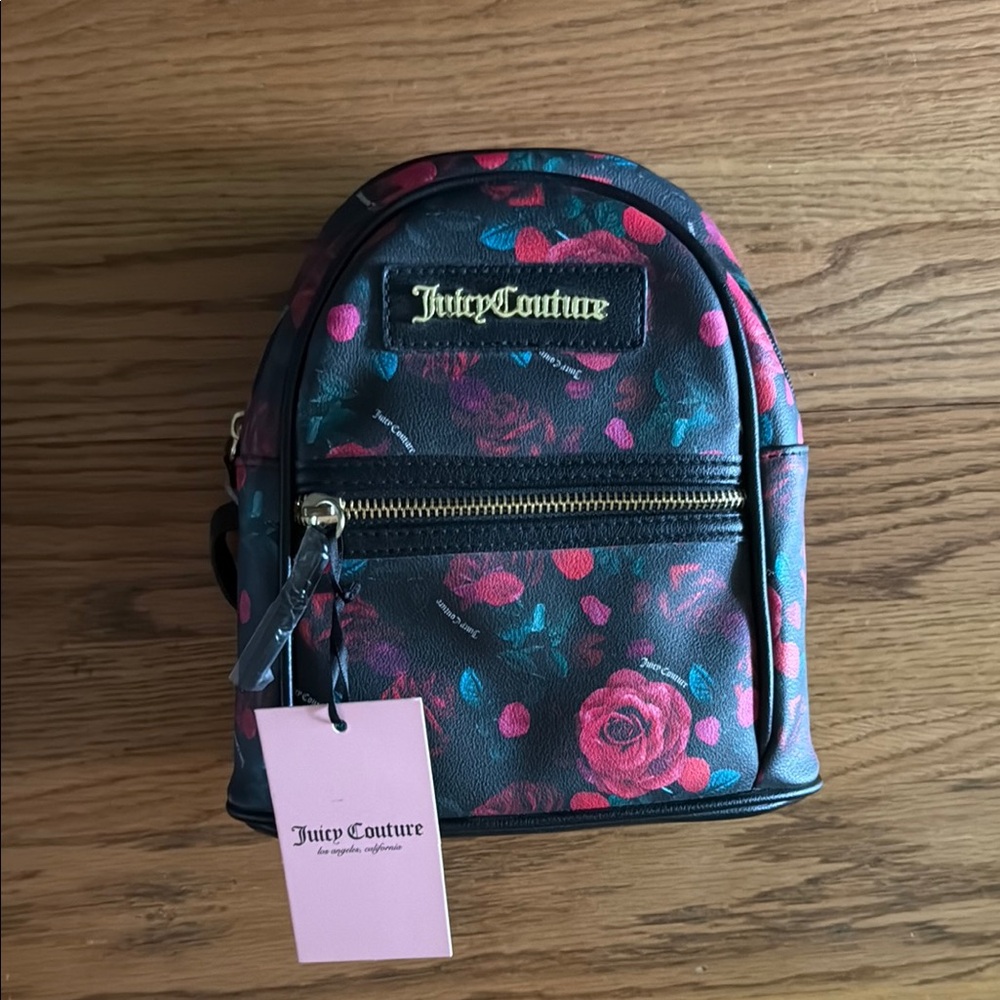 Juicy Couture Black and Red Rose Backpack